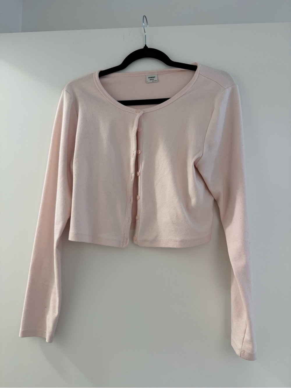 Sunday Best Light Pink Cropped Button Cardigan